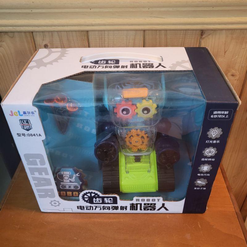 【樂樂的銅板雜貨店】電動透明齒輪機器人 燈光音樂 萬向彈射左右行走 發射子彈 兒童玩具 機器人玩具-細節圖2