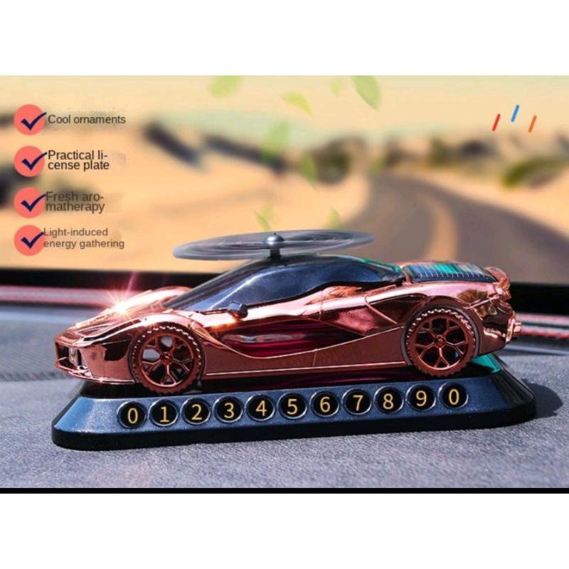 【樂樂的銅板雜貨店】車內裝飾用品 三合一太陽能 車模擺件 臨停號碼牌 停車卡 車用芳香 香薰 香水擺件 汽車用品-細節圖2