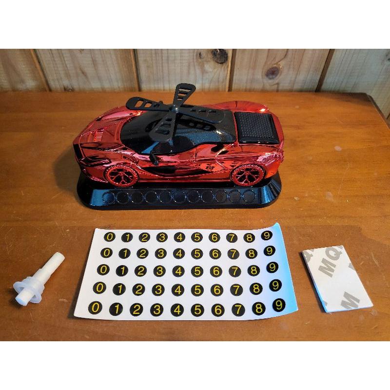 【樂樂的銅板雜貨店】車內裝飾用品 三合一太陽能 車模擺件 臨停號碼牌 停車卡 車用芳香 香薰 香水擺件 汽車用品-細節圖3
