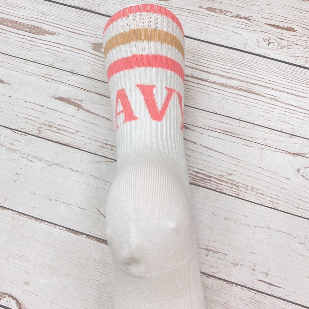 韓國襪子  NAVY 帥襪 後腳跟英文字 長襪 街頭塗鴉風 原宿風  潮流襪 條紋襪-細節圖5