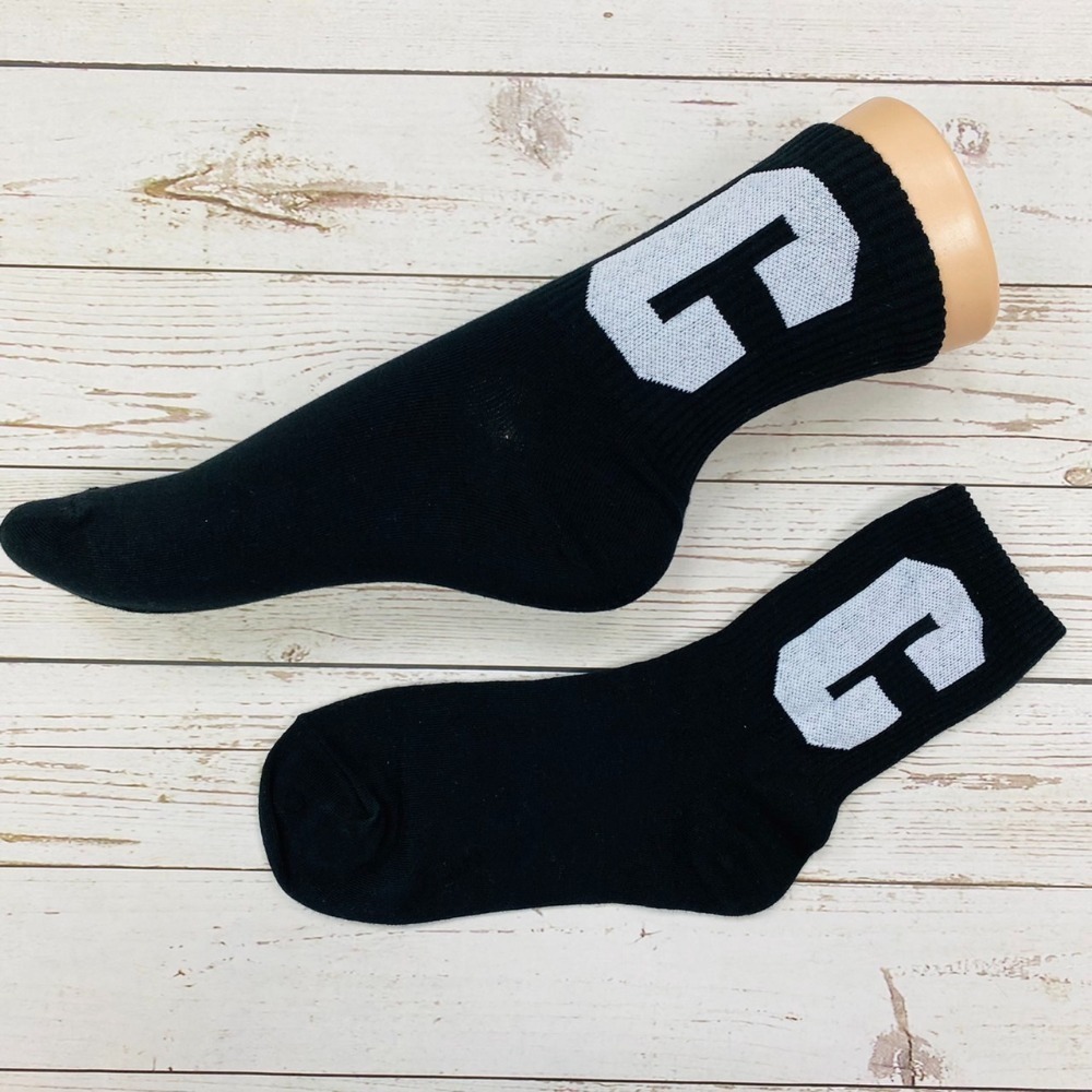 韓國襪  素色大C 潮流襪 HIP HOP襪 長襪 英文字母襪 時尚襪 素色襪-細節圖4