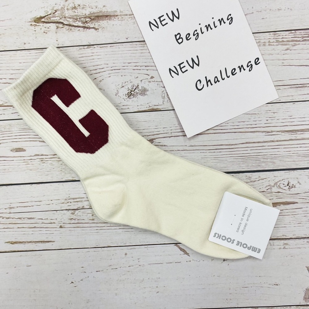 韓國襪  素色大C 潮流襪 HIP HOP襪 長襪 英文字母襪 時尚襪 素色襪-規格圖7