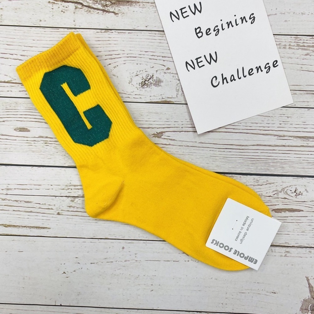 韓國襪  素色大C 潮流襪 HIP HOP襪 長襪 英文字母襪 時尚襪 素色襪-規格圖7