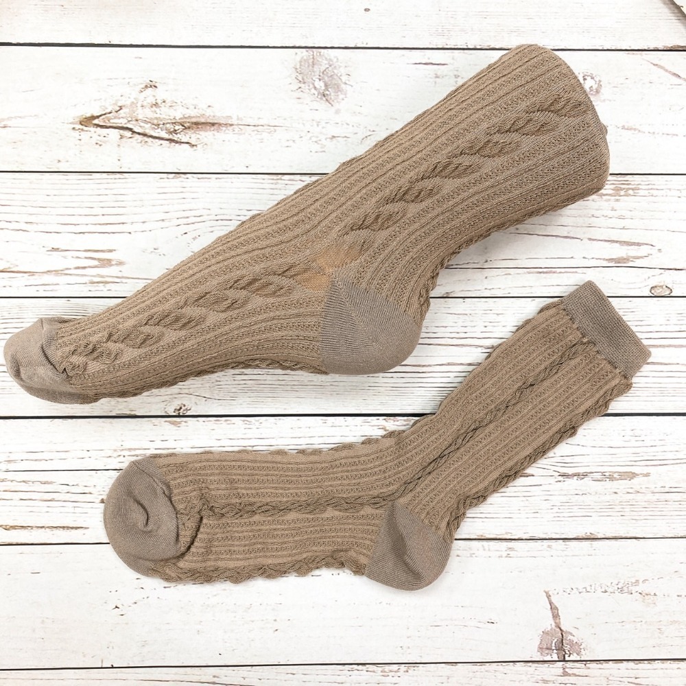 ETNA  韓國襪 麻花編織  素色 圖案 女襪  長襪 長筒襪 氣質女襪 麻花捲-細節圖6