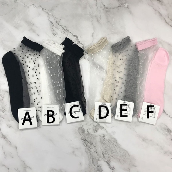 韓國襪子 透膚涼感襪 點點透明短襪 休閒襪 女襪 淑女襪-細節圖2