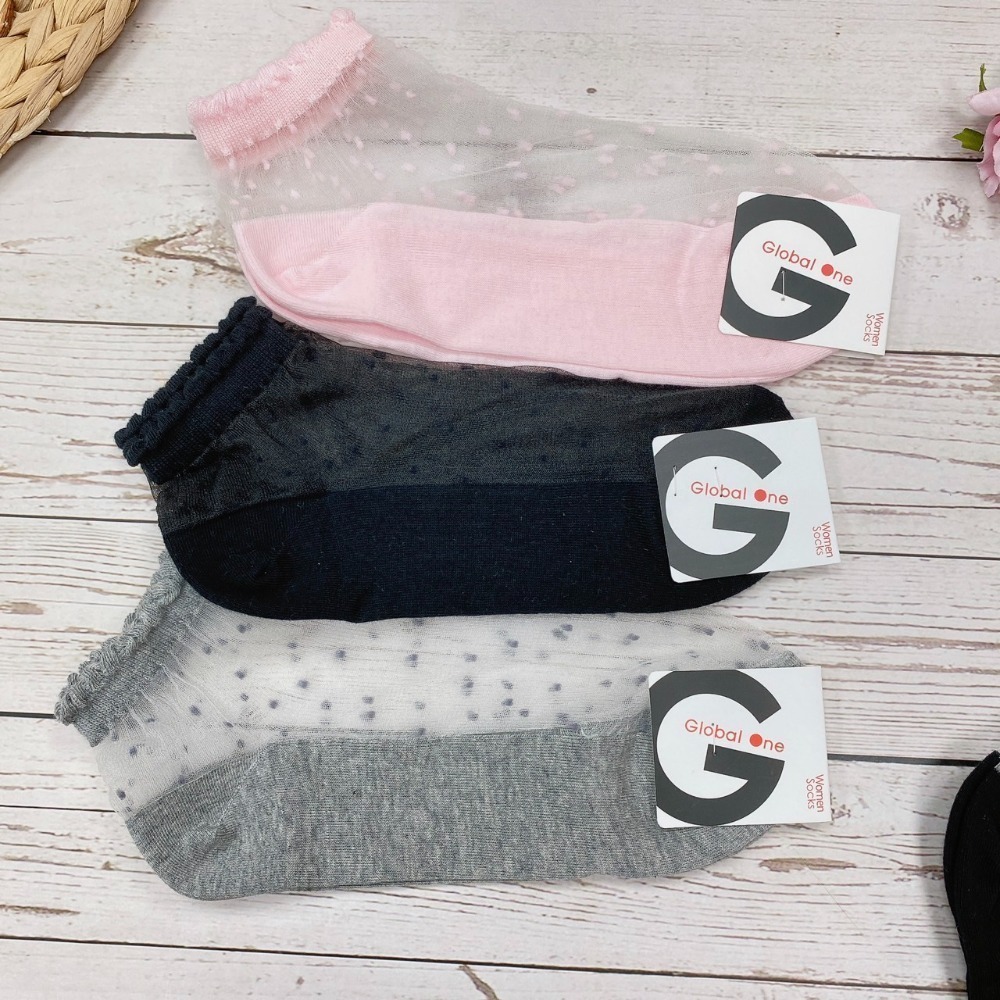 韓國襪子 透膚涼感襪 點點透明短襪 休閒襪 女襪 淑女襪-細節圖5