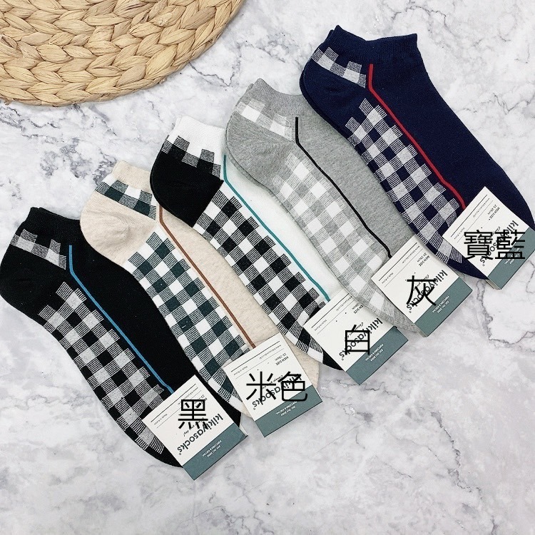 韓國 KIKIYA SOCKS 男襪 短襪 格子襪 日系風格 棉質襪   休閒襪-細節圖2