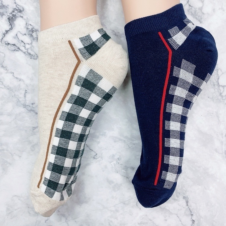 韓國 KIKIYA SOCKS 男襪 短襪 格子襪 日系風格 棉質襪   休閒襪-細節圖3