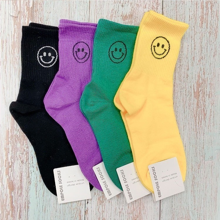 韓國襪子 微笑長筒襪 大膽玩色 螢光色 長筒襪-細節圖4