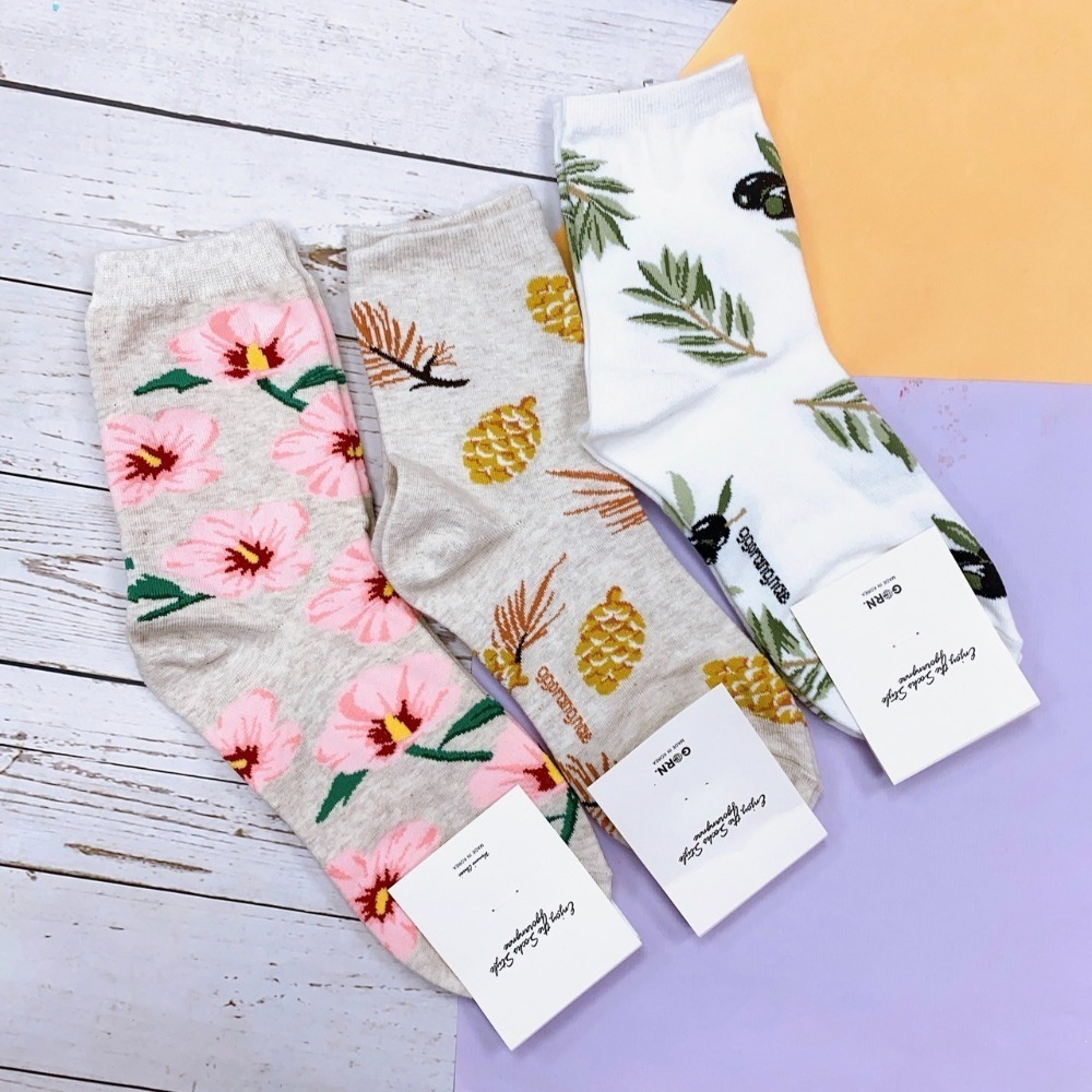 氣質小碎花 山茶花 蒲公英 櫻花 太陽花 向日葵 韓國襪子 女襪 舒適彈性襪 文青風長襪 氣質女襪-細節圖5