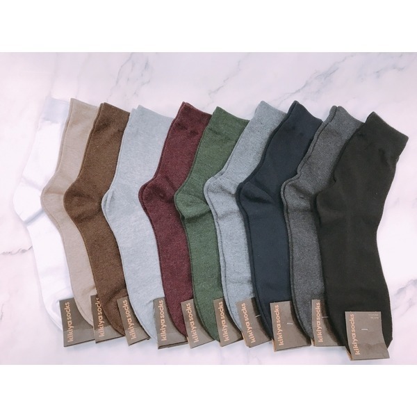 韓國 KIKIYA SOCKS 男襪 素色長版襪  高筒襪 英倫風 百搭休閒襪 文青風-細節圖3