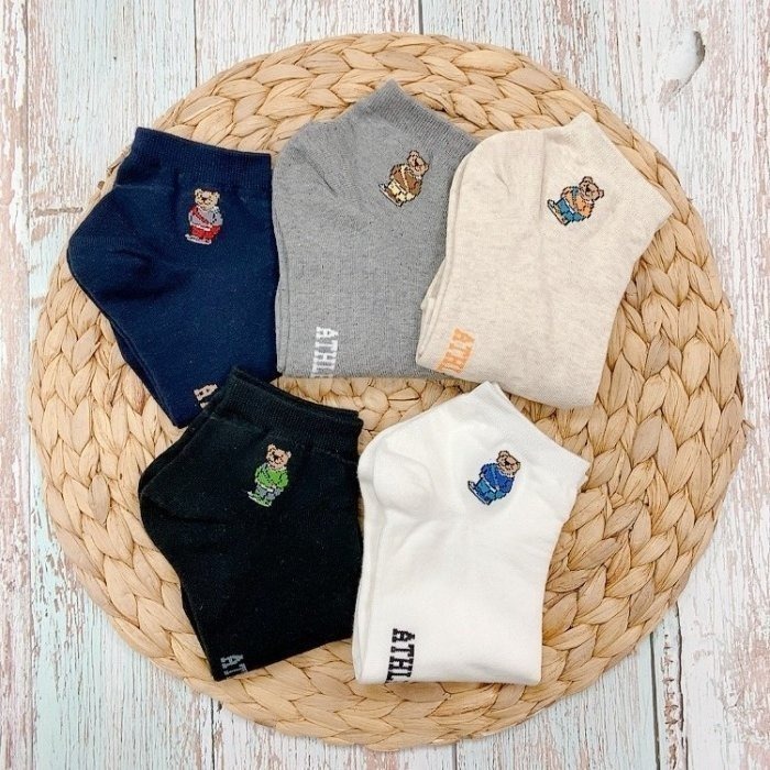 韓國男襪 短襪 熊熊襪子 泰迪熊襪子 小熊襪 韓國襪子 休閒襪-細節圖4