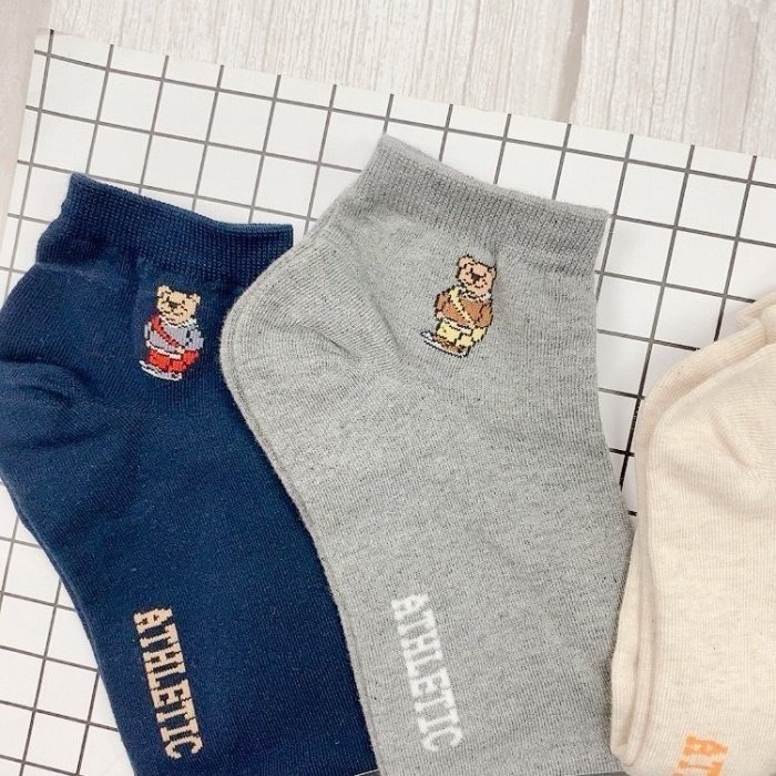 韓國男襪 短襪 熊熊襪子 泰迪熊襪子 小熊襪 韓國襪子 休閒襪-細節圖5