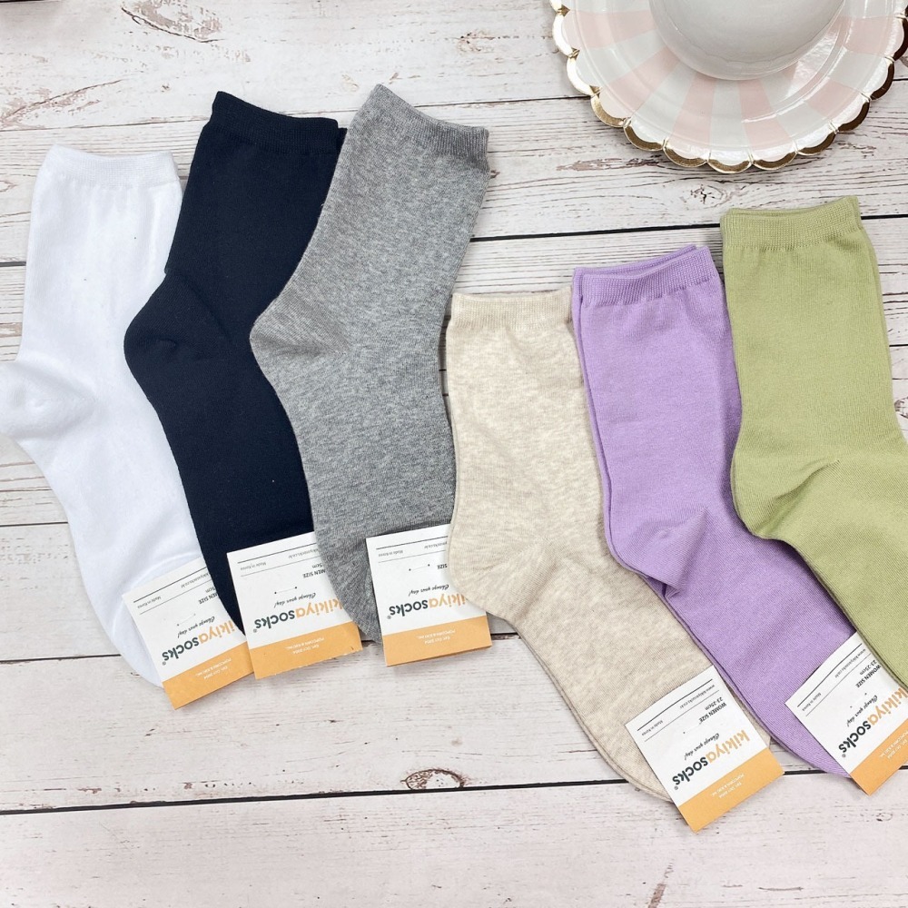 韓國襪 KIKIYA SOCKS 女襪 素色長筒襪 質感佳 百搭襪子 堆堆襪 長襪 長筒襪 素色襪-細節圖4