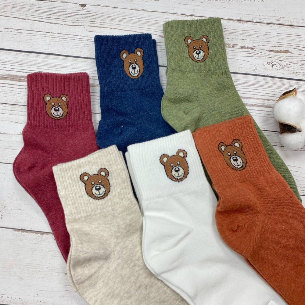 韓國襪子  熊熊 玩偶 泰迪熊 棕熊 玩偶熊 長襪 長統襪 多款顏色 女襪-細節圖4