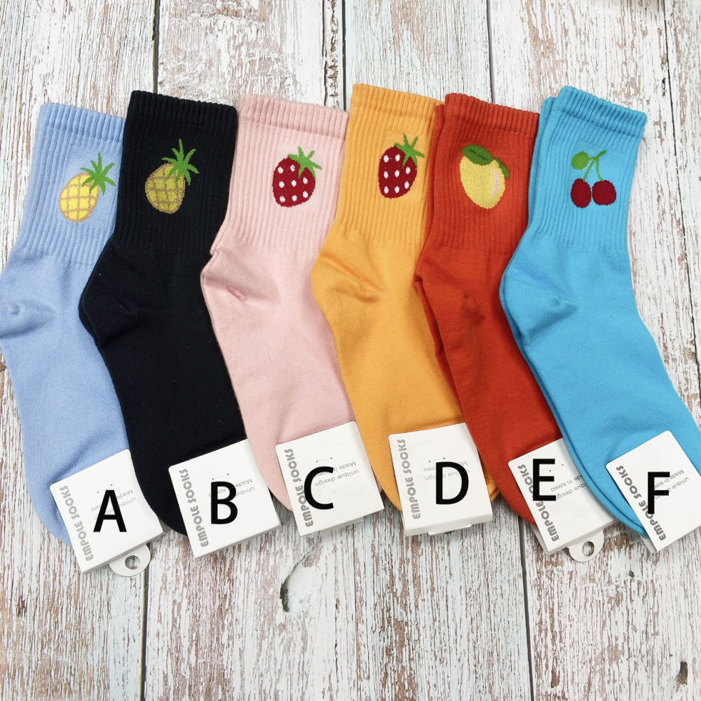 韓襪 手繪水果襪子 夏日水果 玩翻食物襪 長筒襪 夏日清涼水果-細節圖3