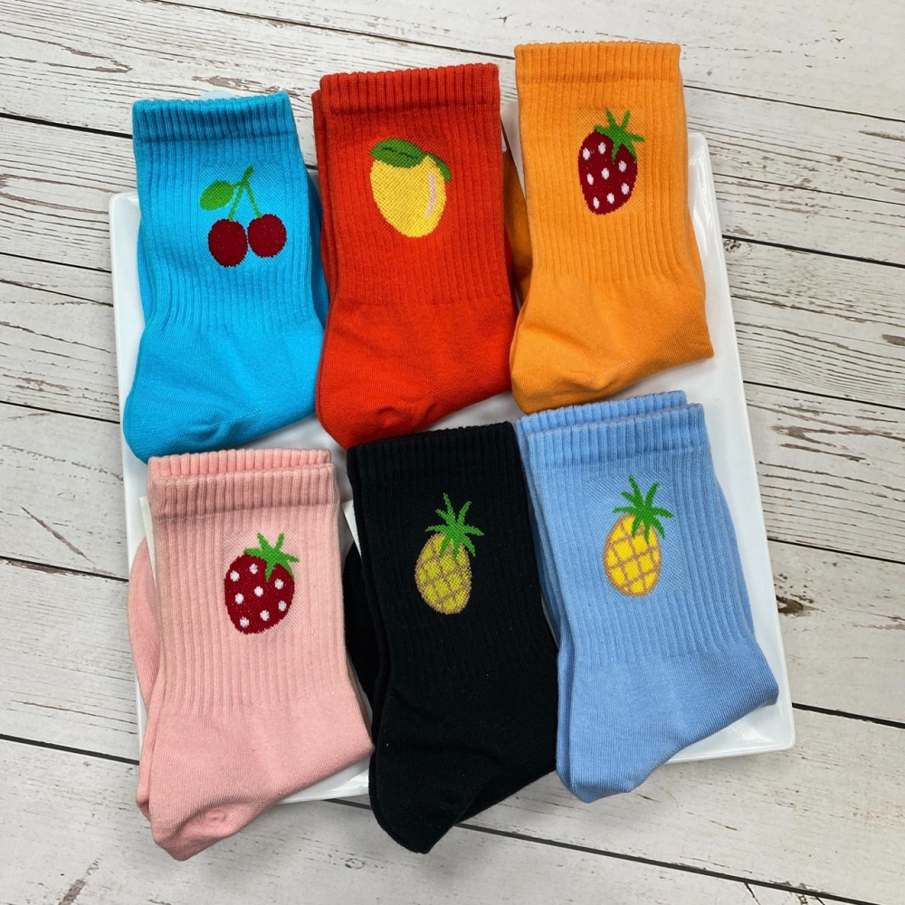 韓襪 手繪水果襪子 夏日水果 玩翻食物襪 長筒襪 夏日清涼水果-細節圖5