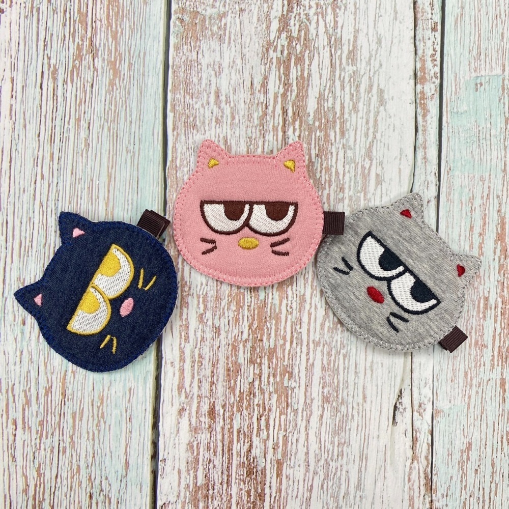 韓國髮飾 髮飾 胸飾 髮夾 手工製作 兒童髮飾瞪眼喵咪 可愛貓咪-細節圖4