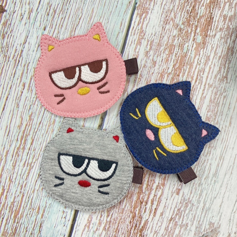 韓國髮飾 髮飾 胸飾 髮夾 手工製作 兒童髮飾瞪眼喵咪 可愛貓咪-細節圖5