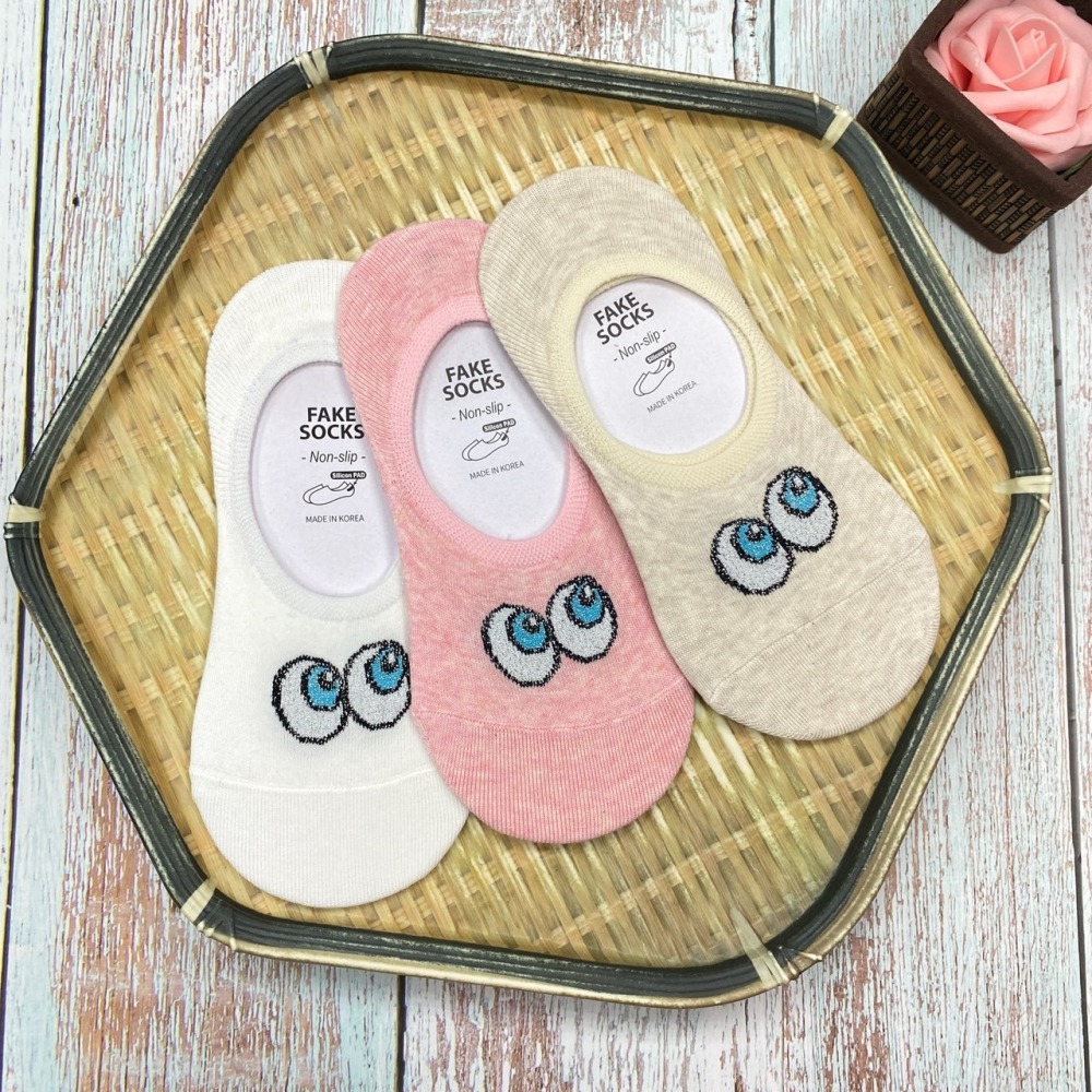 韓國襪子 大眼睛船型襪 矽膠 防滑隱形襪 短襪-細節圖6