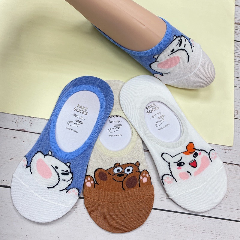 Q版動物 熊熊 飯糰 哈姆太郎 韓國襪子 矽膠防滑隱形襪 船型襪-細節圖4