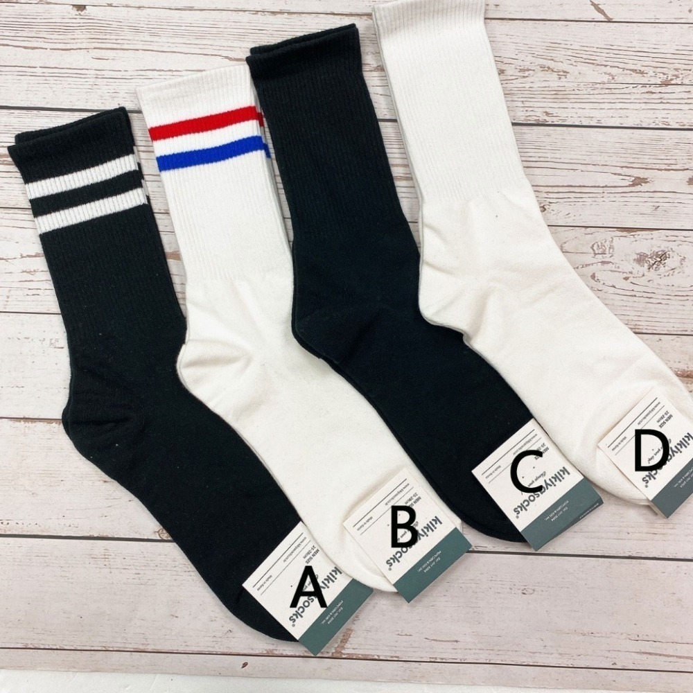 韓國襪子 KIKIYA SOCKS 男襪 條紋襪 條紋控 螺紋素色襪 長筒襪 長襪 百搭條紋襪 學生襪 七分襪 棉質襪-細節圖2
