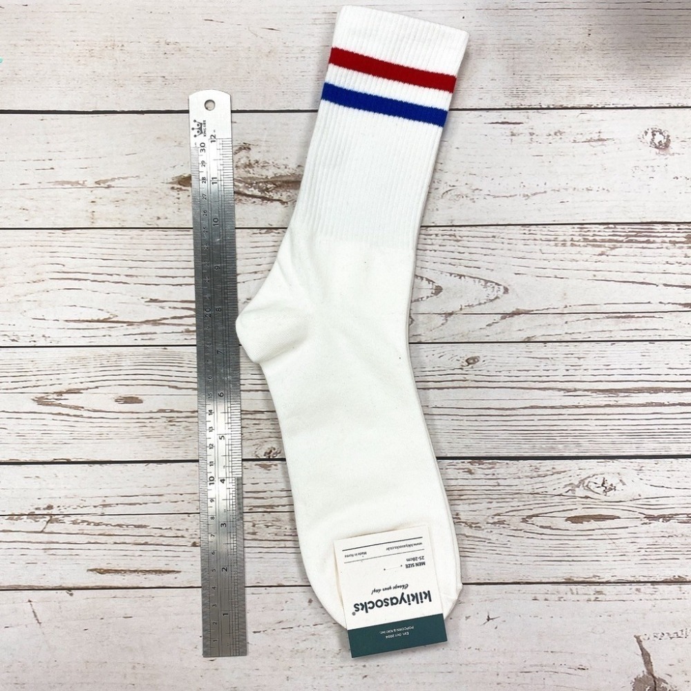 韓國襪子 KIKIYA SOCKS 男襪 條紋襪 條紋控 螺紋素色襪 長筒襪 長襪 百搭條紋襪 學生襪 七分襪 棉質襪-細節圖4