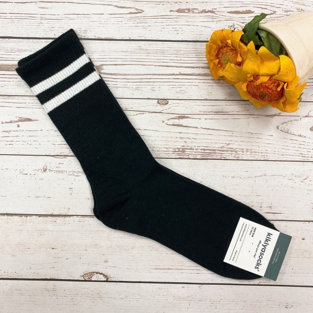 韓國襪子 KIKIYA SOCKS 男襪 條紋襪 條紋控 螺紋素色襪 長筒襪 長襪 百搭條紋襪 學生襪 七分襪 棉質襪-規格圖6