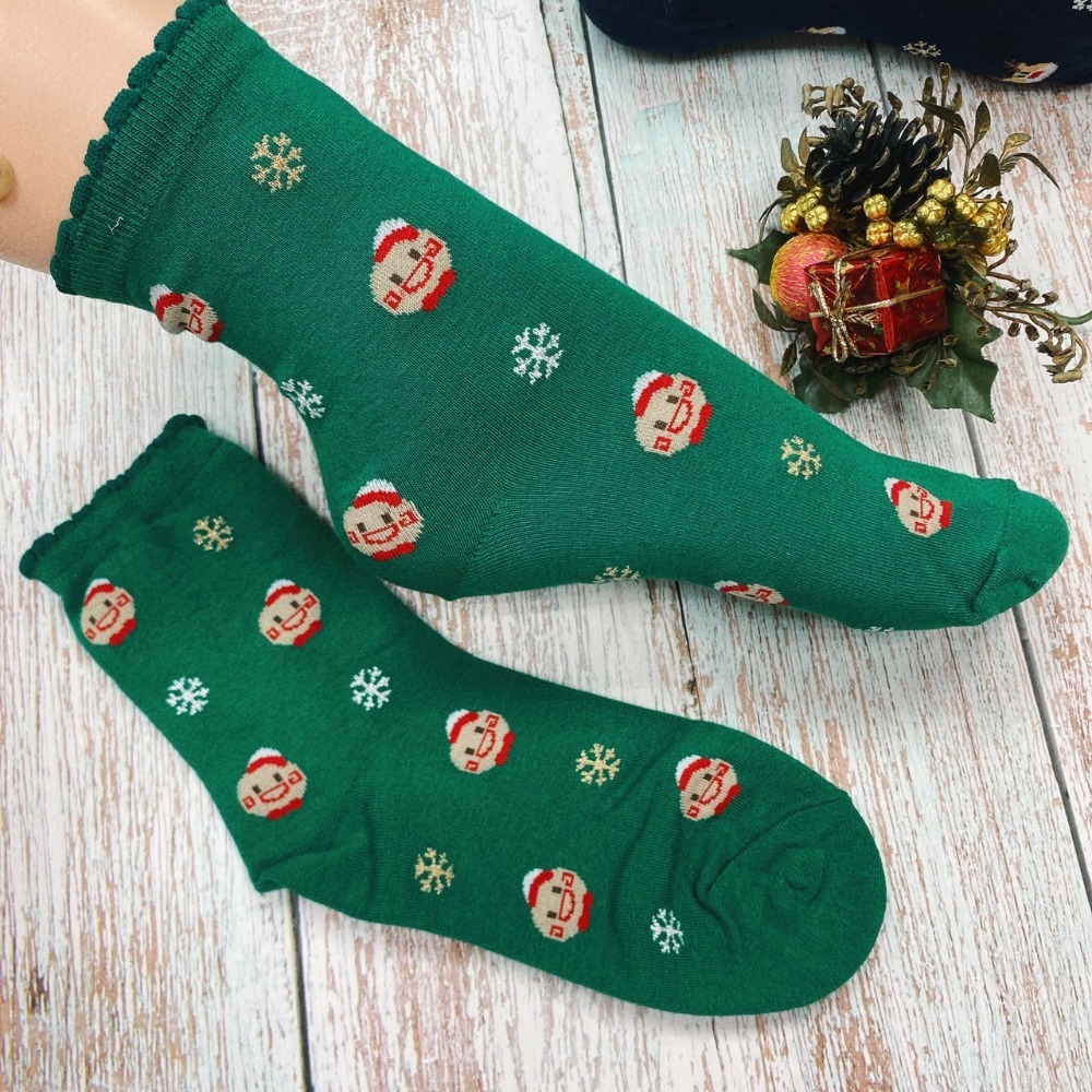 聖誕系列 聖誕襪 聖誕老公公 雪人 麋鹿 韓國襪子 長筒襪 聖誕禮物 交換禮物-規格圖8