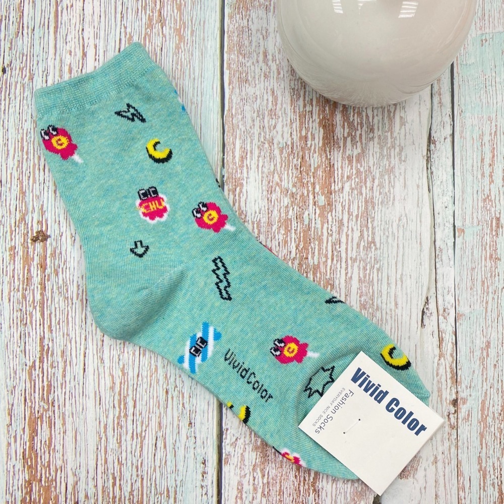韓國襪子 電玩大作戰 女襪 長襪 笑臉 愛心 學生襪 普普風 甜點 冰淇淋 中筒襪-規格圖4