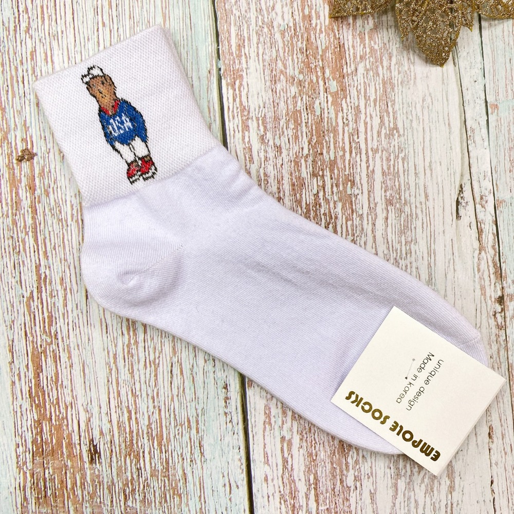 韓國襪子  海軍熊熊 女襪 短襪 學生襪 小熊襪子  韓國襪子-規格圖5