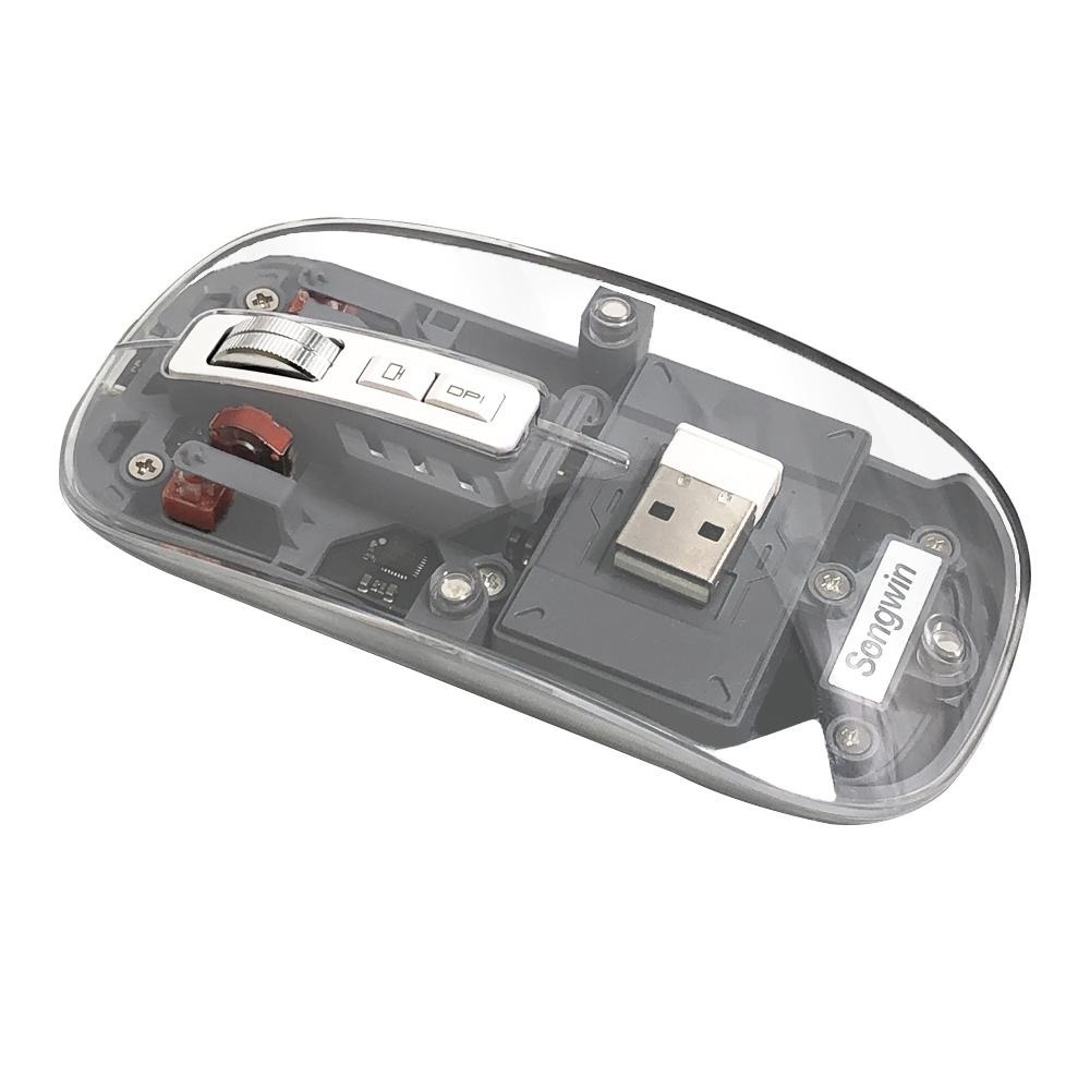 Songwin 透明超薄可磁吸無線三模滑鼠CY-M133 灰/藍 藍芽滑鼠 無線充電 無線 磁吸滑鼠 透明滑鼠 質感滑鼠-細節圖2