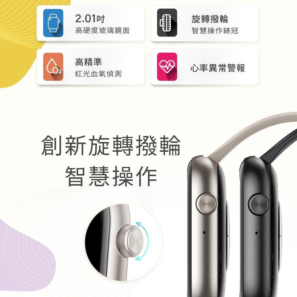 人因科技SW202 2.01＂心率血氧藍牙通話腕錶 星耀銀/曜石黑 通話 運動手錶 LINE手錶-細節圖2