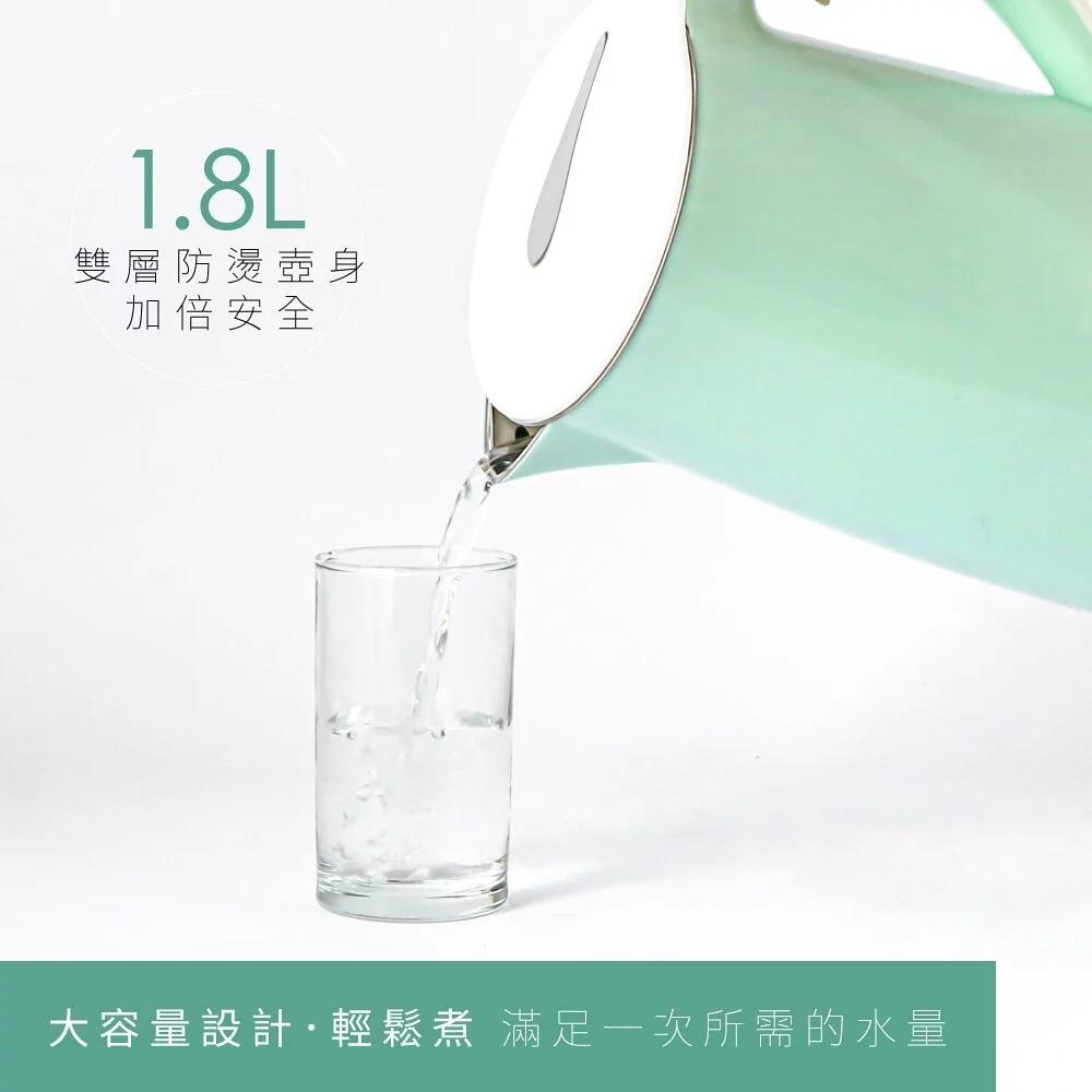 304不銹鋼雙層亮面快煮壺1.8L 大容量/超美配色/湖水綠-細節圖2
