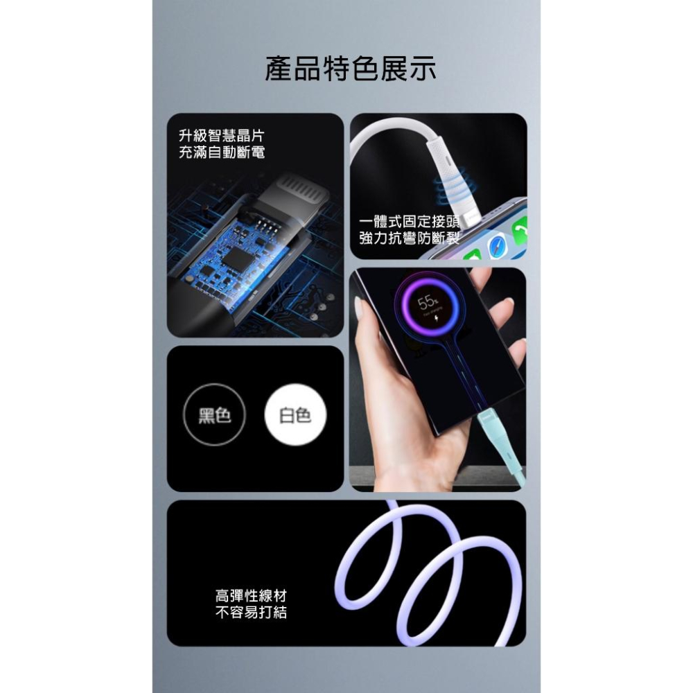 Uranus Z 珪膠快充線 TY6PD/TY6CC 黑/白 液態矽膠材質 高速傳輸-細節圖4