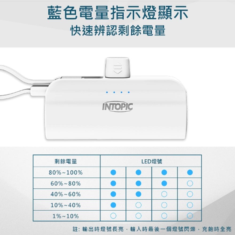 INTOPIC 迷你口袋式行動電源 Type-C(i15適用)PW-507C/Lightning 輕巧 小巧 旅遊行動電-細節圖8