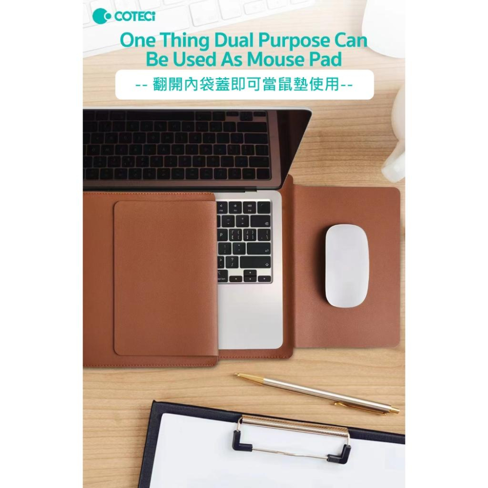 COTECi 筆電PU內膽包通用款(13-14吋)((14-16＂) 咖啡廳 筆電 質感筆電包 手持包 時尚外型-細節圖2