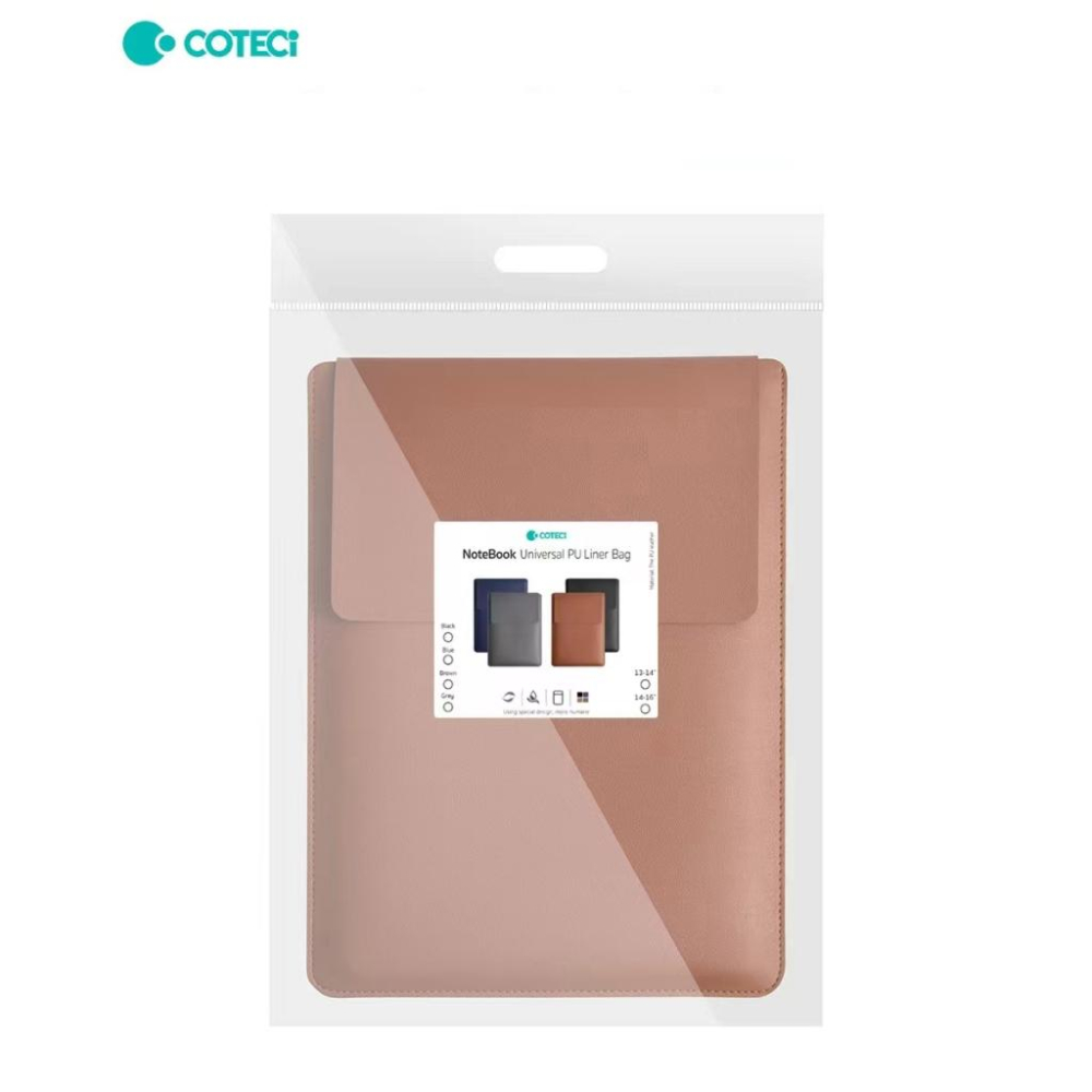 COTECi 筆電PU內膽包通用款(13-14吋)((14-16＂) 咖啡廳 筆電 質感筆電包 手持包 時尚外型-細節圖4