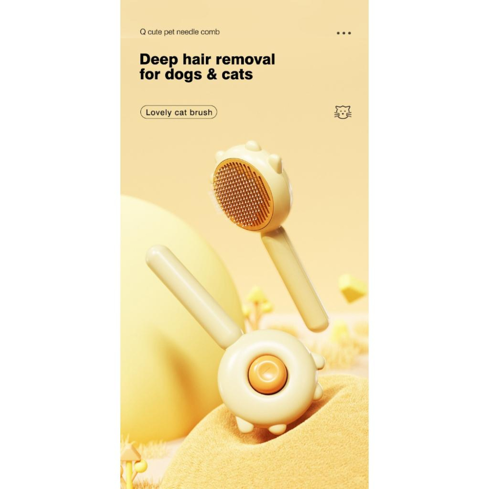 ★全新現貨不用等★小萌黃貓寵物按摩針梳/黃 寵物梳子 寵物梳子 寵物一鍵脫毛梳 寵物脫毛梳 貓梳子 寵物梳 梳毛刷 貓咪-細節圖5