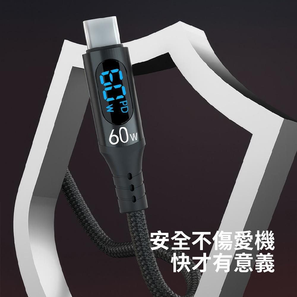 HOLiC TC to C 數顯60W PD充傳線100cm TC018-細節圖5