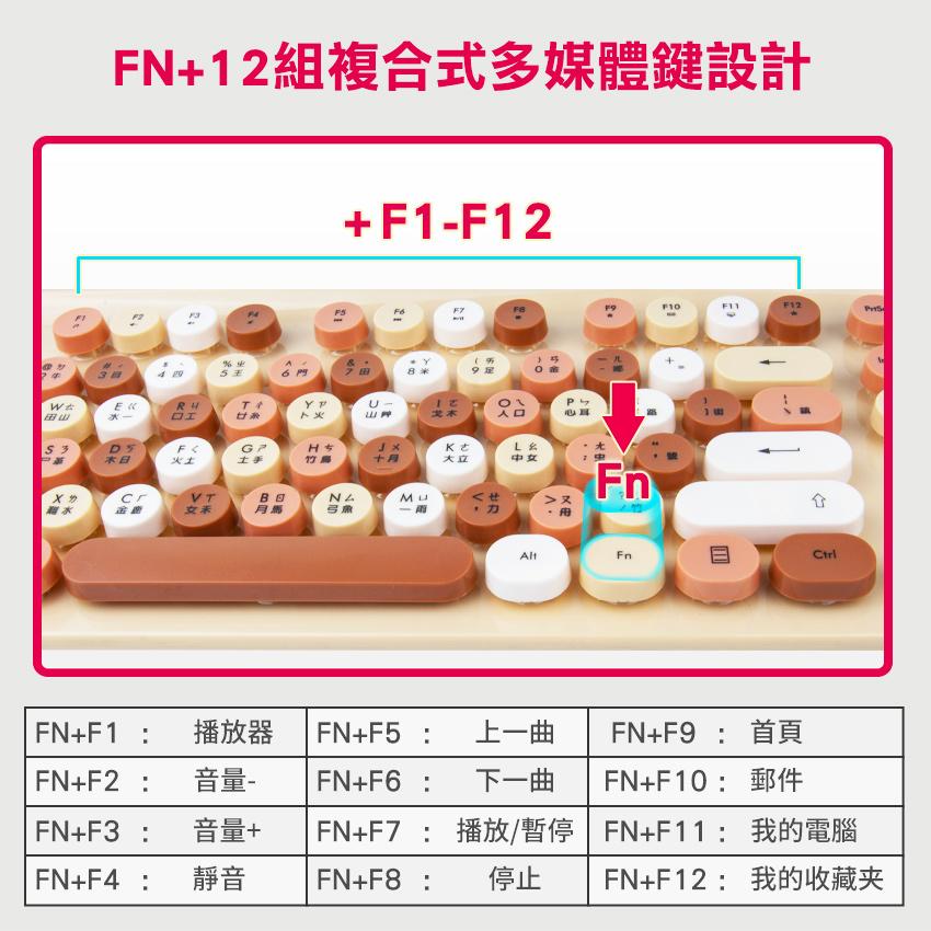 IT-炫彩復古圓鍵帽鍵盤(KBD98/米)-細節圖5