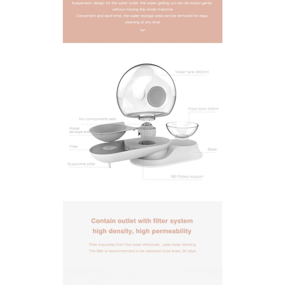 ★全新現貨不用等★ 蝸牛造型寵物飲水餵食一體機  第二代蝸牛逆滲透飲水器 飲水機 寵物自動喝水器 蝸牛造型 貓咪 狗狗-細節圖5