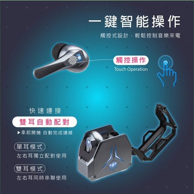 E-books SS47 電競重低音發光真無線藍牙5.3耳機-細節圖3