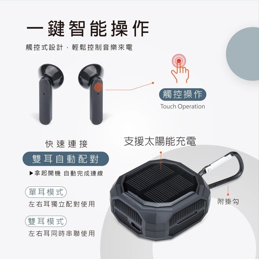 E-books SS49 太陽能款真無線藍牙5.3耳機-細節圖2