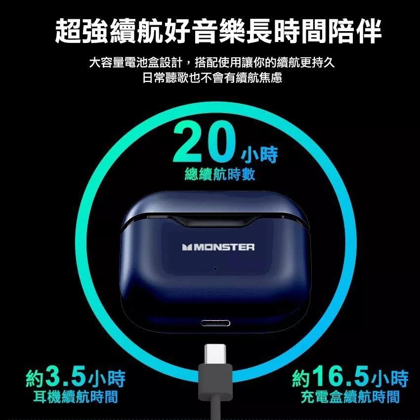 MONSTER XKT06重低音藍牙耳機/黑-細節圖3
