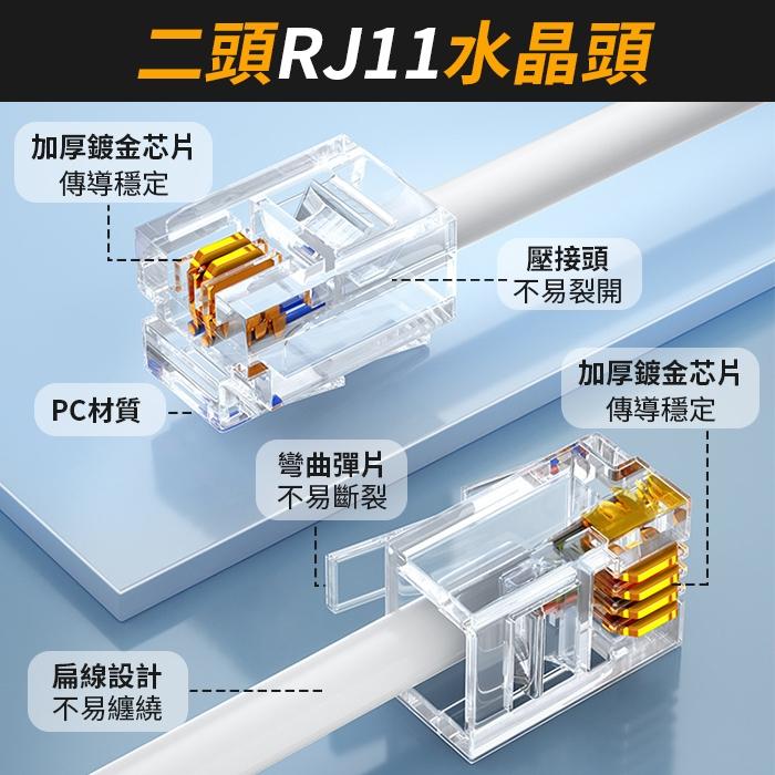 板橋現貨【電話線】6P2C 6P4C 二芯電話線.四芯電話線 RJ11接頭.電話機電話線.總機分機線【傻瓜批發】賣場③-細節圖5
