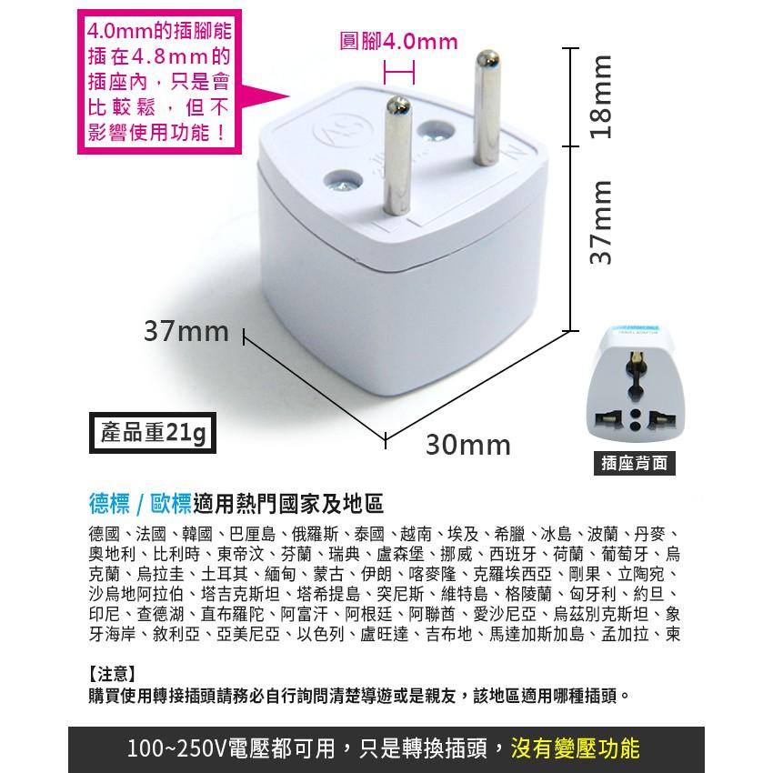 板橋現貨【萬國轉歐規】全球萬用轉換插頭插座.適用出國德國法國歐洲.旅行旅遊.轉接頭轉換頭250V【傻瓜批發】T406-細節圖3