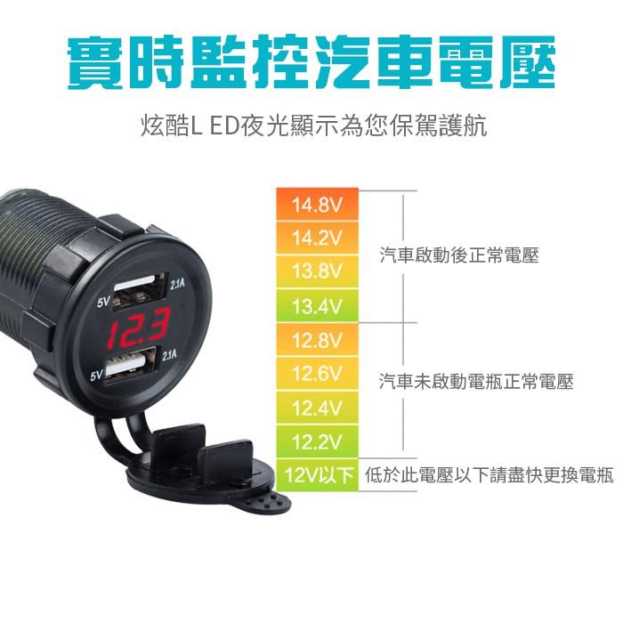 【傻瓜批發】(Q2)4.2A雙USB充電器電壓表-汽車/機車/摩托車雙孔USB充電座 LED電瓶電壓顯示 板橋現貨-細節圖7