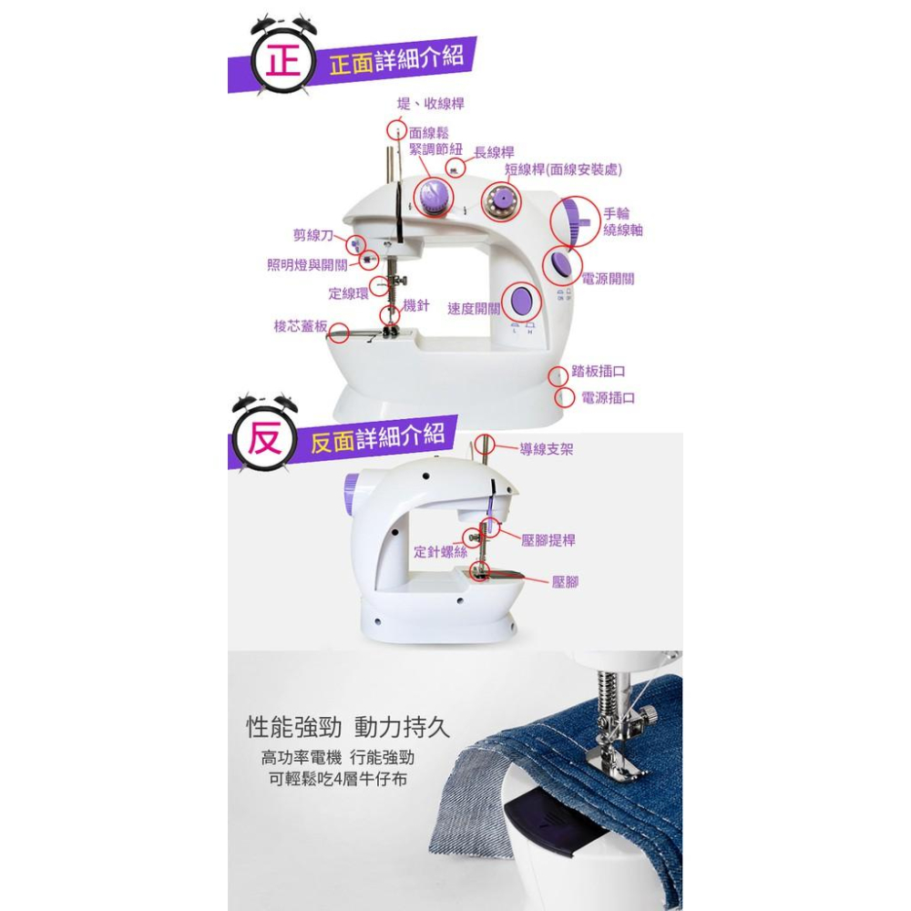 【傻瓜批發】(202A) 升級版電動縫紉機-帶照明燈擴展台套裝 電能 台式家用縫紉機 迷你裁縫機 板橋現貨-細節圖3