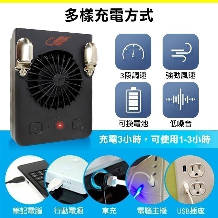 板橋現貨【共田W920B腰掛風扇】可換電池.工地專用掛腰風扇.掛頸風扇.掛脖風扇【傻瓜批發】W920新款-細節圖5